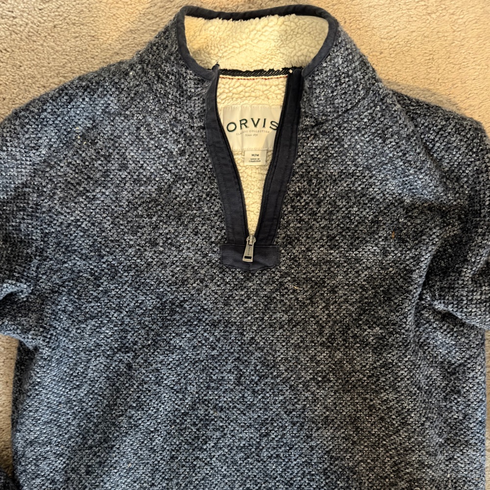 Orvis Navy and Charcoal 1/4 Zip Pullover - Men’s Medium